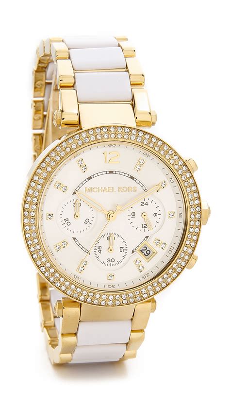 white gold michael kors watch